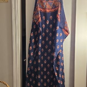 Old Navy Oversize wraparound scarf About 34x64 Navy and Orange Paisley